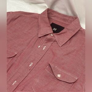 krew skateboarding Red Button Up Long Sleeve Shirt Size Large